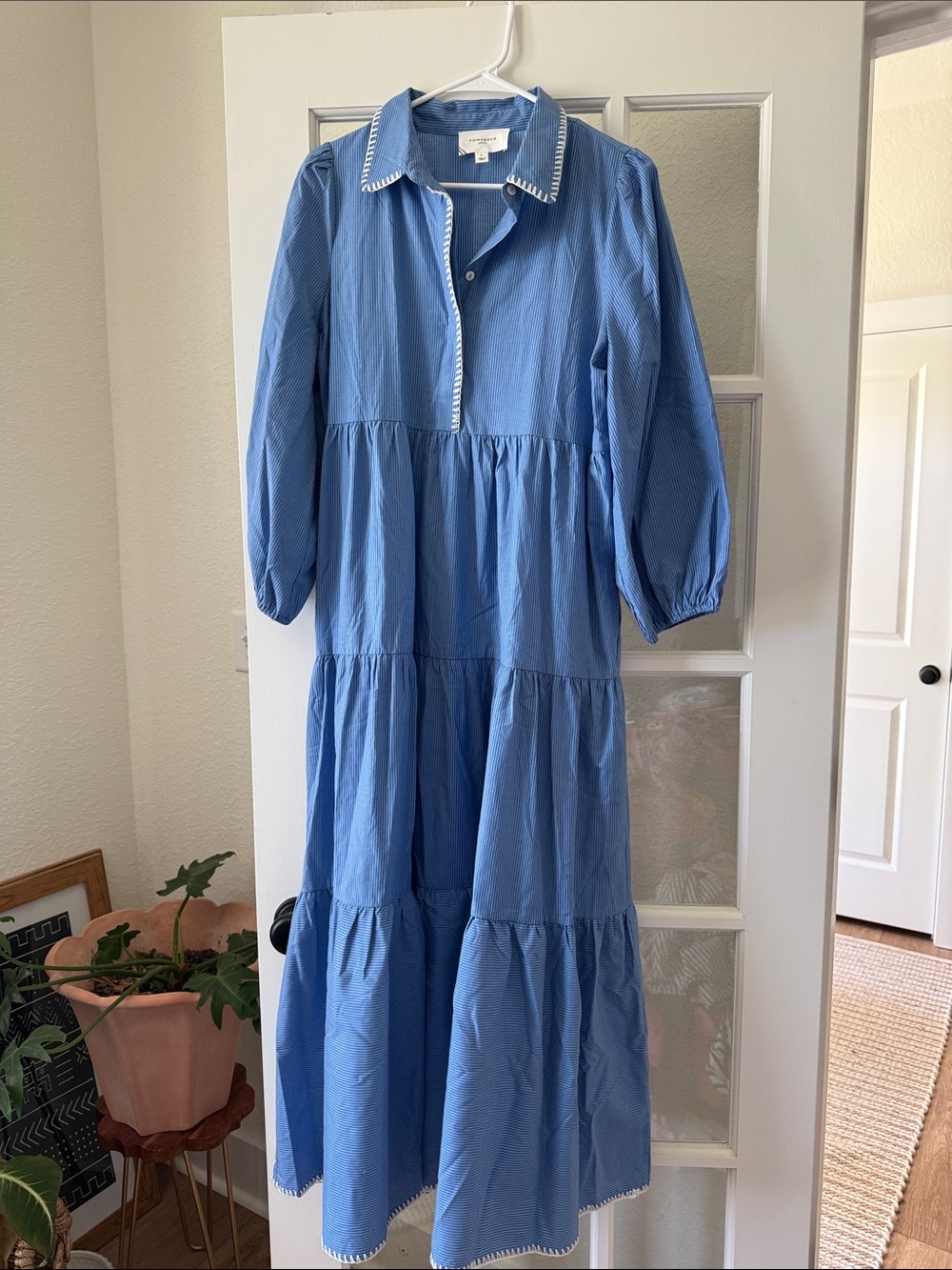 Pomander Place Blue Striped Shirt Dress